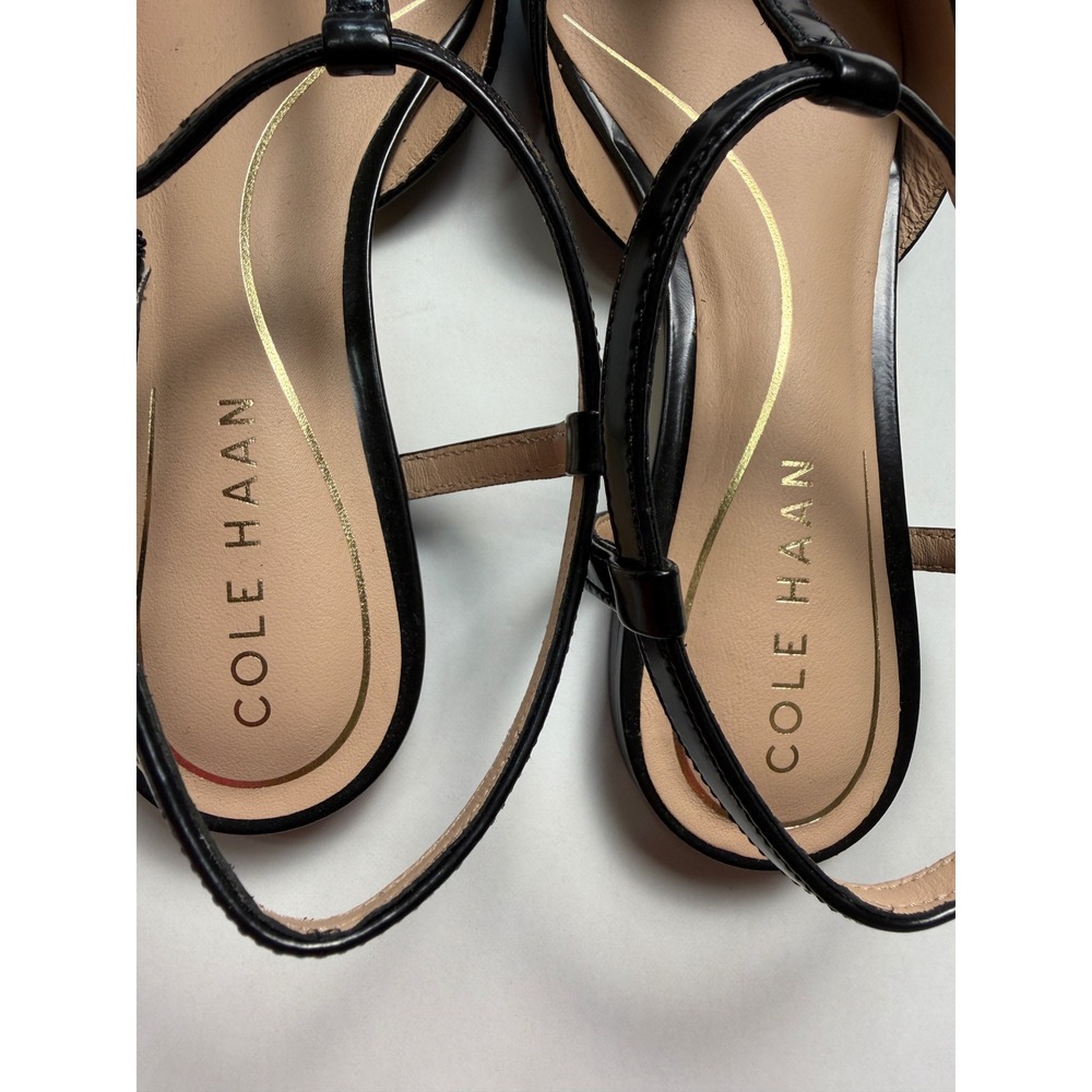 Cole Haan Grand 360 Black Leather T-Strap Pointed Toe Flats Shoes Womens 6B - Picture 3 of 8